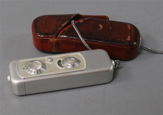 A leather cased Minox Wetzlar III spy camera